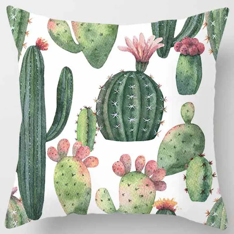 

Hot sale cactus pillow case men women girls ladies square cacti pillow cases home creative color cereus pillow cover 45*45cm