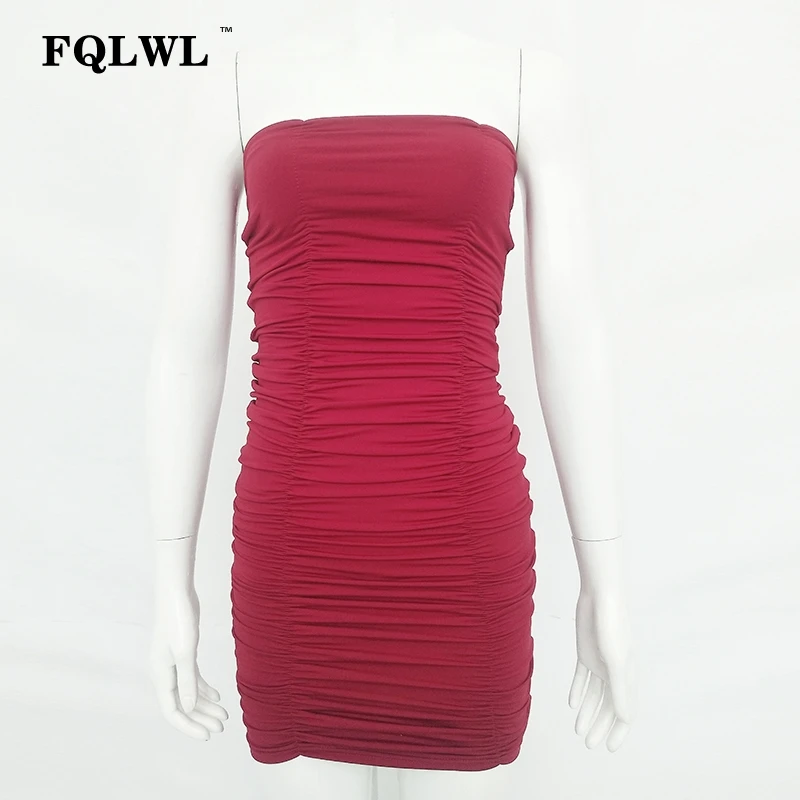 Женское мини-платье с открытой спиной FQLWL Повседневное платье без бретелек