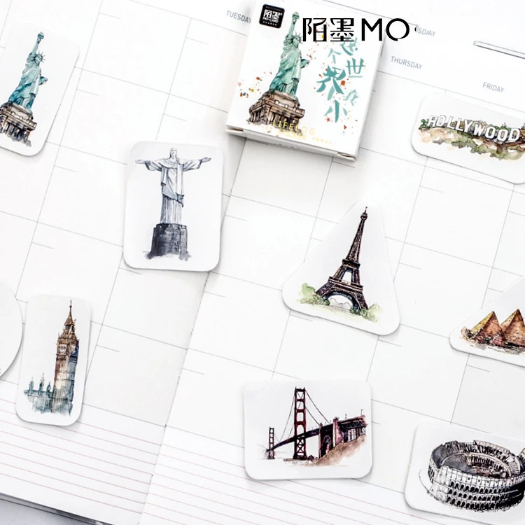 

45PCS/box It's A Small World Scrapbook Paper Lable Stickers Crafts And Scrapbooking Decorative Lifelog Sticker Cute Stationery