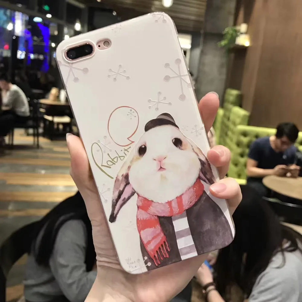 For Apple iPhone 6 6s 7 plus Case Creative Cartoon rabbit pig Soft silicone Ultra thin Phone cover back Capa | Мобильные телефоны и