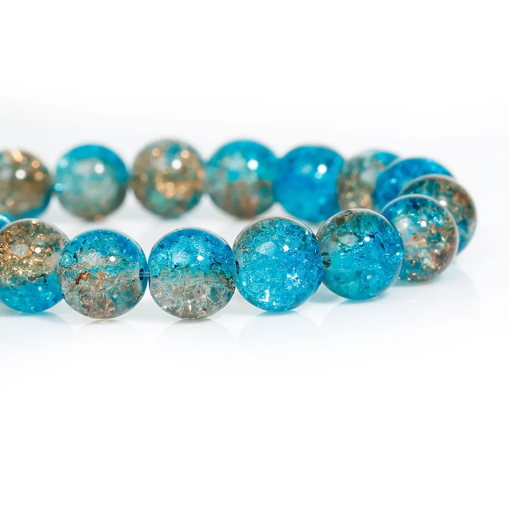 DoreenBeads 10 мм стеклянные бусины синего и кофейного цвета 2 нити (около 85 шт./нить)