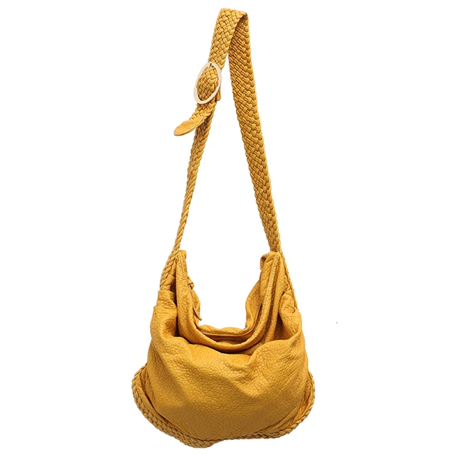 YELLOW CEZIRA, большие мягкие повседневные женские сумки, для девушек, из искусственной кожи, школьная сумка, для девушек, регулируемый тканый ремень с пряжкой, сумка-мессенджер и сумка на плечо - Цвет: YELLOW