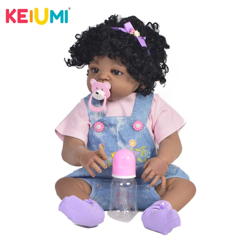 KEIUMI черные куклы Reborn 57 см, силиконовые виниловые реалистичные куклы Reborn Boneca Menina для детей, Рождественский подарок