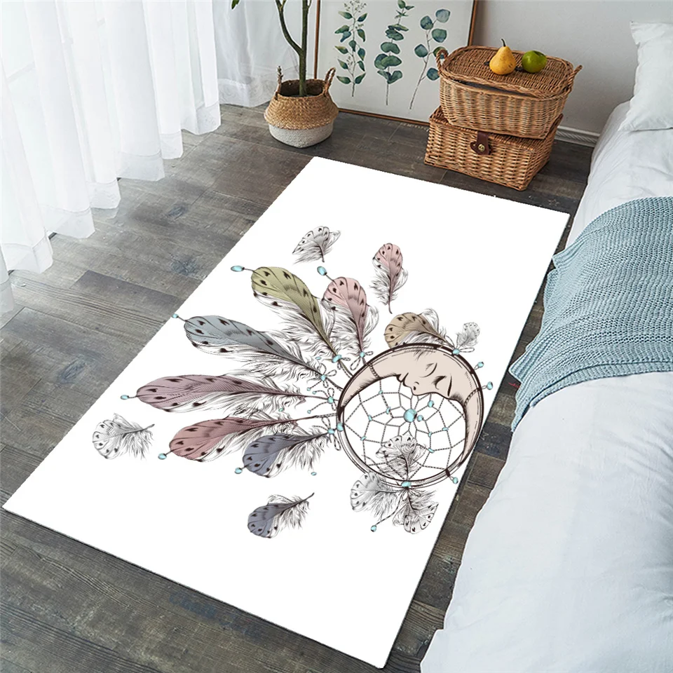 BeddingOutlet Dreamcatcher Area Rug for Bedroom Moon Large Carpet Feather Print Rectangle Floor Mat Anti-slip Home Decor 152x244 | Дом и сад