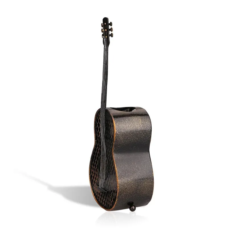 

Metal Guitar Wine Cork Container Modern Style Iron Craft Gift Artificial Home Decoration Accessories R474