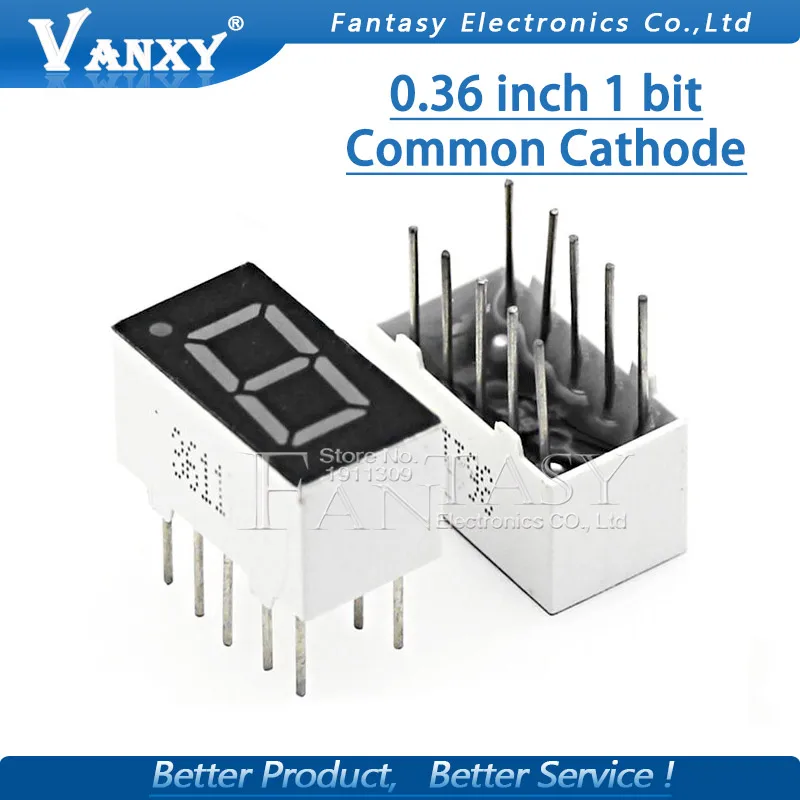 5pcs Digital tube segment common Cathode Red 1 Bit digital Tube 0.36 inch LED Display 3611AS | Электронные компоненты и