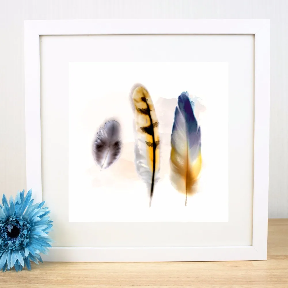 3 Панели акварельные перья холст Художественная печать Постер настенные картины