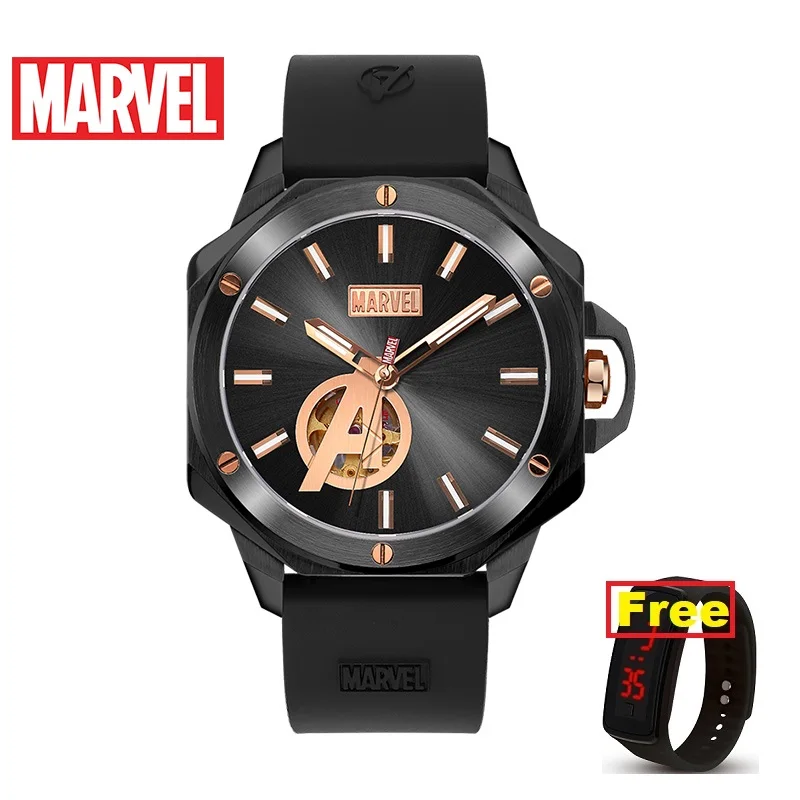 Официальные оригинальные автоматические механические часы от disney Marvel, Железный человек, полый кожаный ремешок, нержавеющая сталь, ограниченная версия - Цвет: TBQ