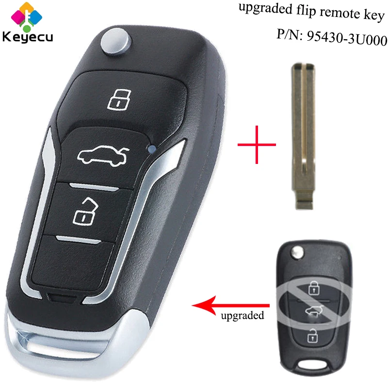 

KEYECU Upgraded Flip Remote Control Car Key With 3 Buttons& 433MHz & ID46 Chip - FOB for KIA Sportage 2010-2014 P/N: 95430-3U000
