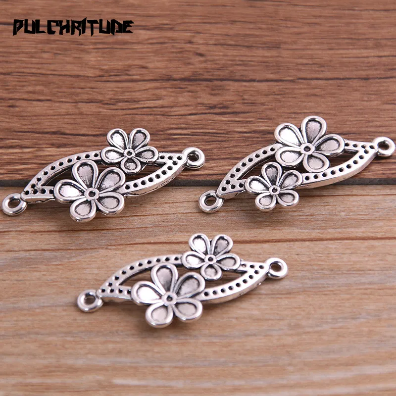 

8pcs 18*37mm New Flower Connectors Charms Pendants For DIY Jewelry Handmade Making Accessorie