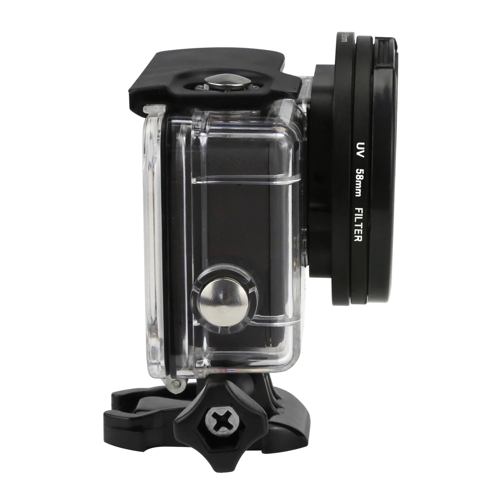 Защитный УФ фильтр 58 мм для GoPro Hero 7 6 5 водонепроницаемый чехол с крышкой объектива