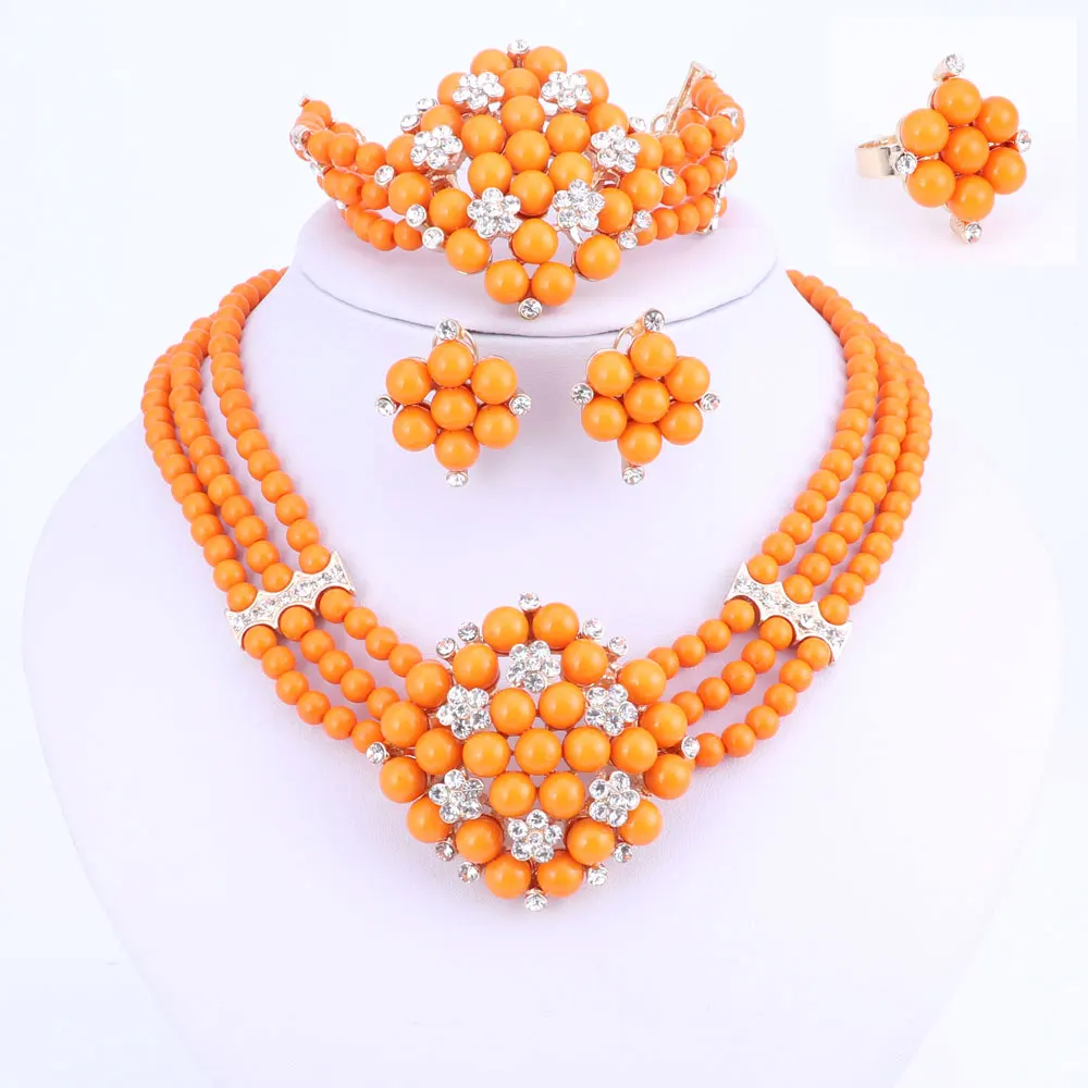 Классические бусины колье кристалл ювелирные наборы нигерийские африканские