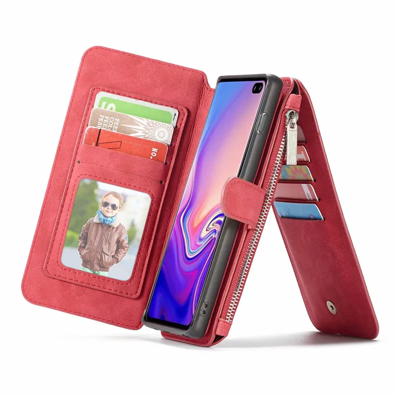 Роскошный кожаный флип чехол для телефона Samsung Galaxy S9 S10 S8 S7 S6 Edge S10e 2 в 1 задняя