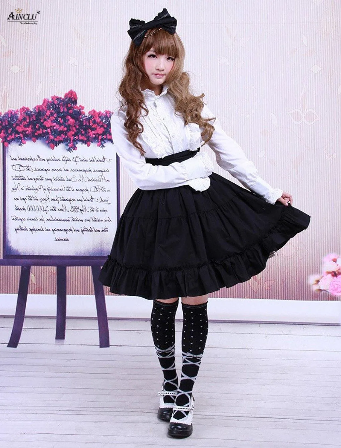 Весна/Лето/Осень/Зима Ainclu XS XXL Женская хлопковая черная юбка в готическом Стиле