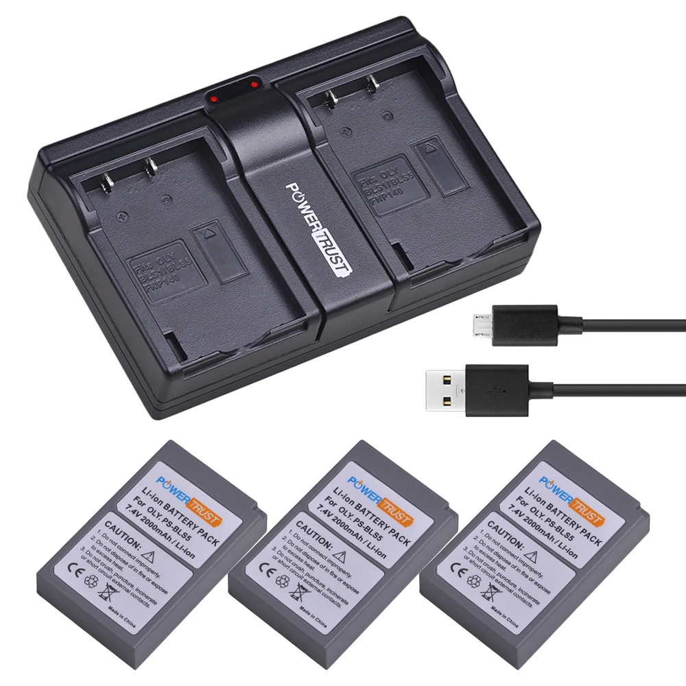3x2000 mAh BLS 5 BLS50 BLS5 аккумулятор камеры + двойное зарядное устройство для Olympus PEN E PL2 PL5