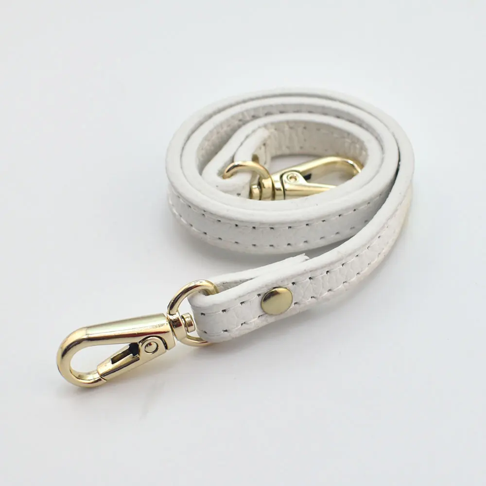 

55cm Detachable Handle Replacement Bags Strap for Women Girls Genuine Leather Shoulder Bag Accessories Gold Buckle Belts White