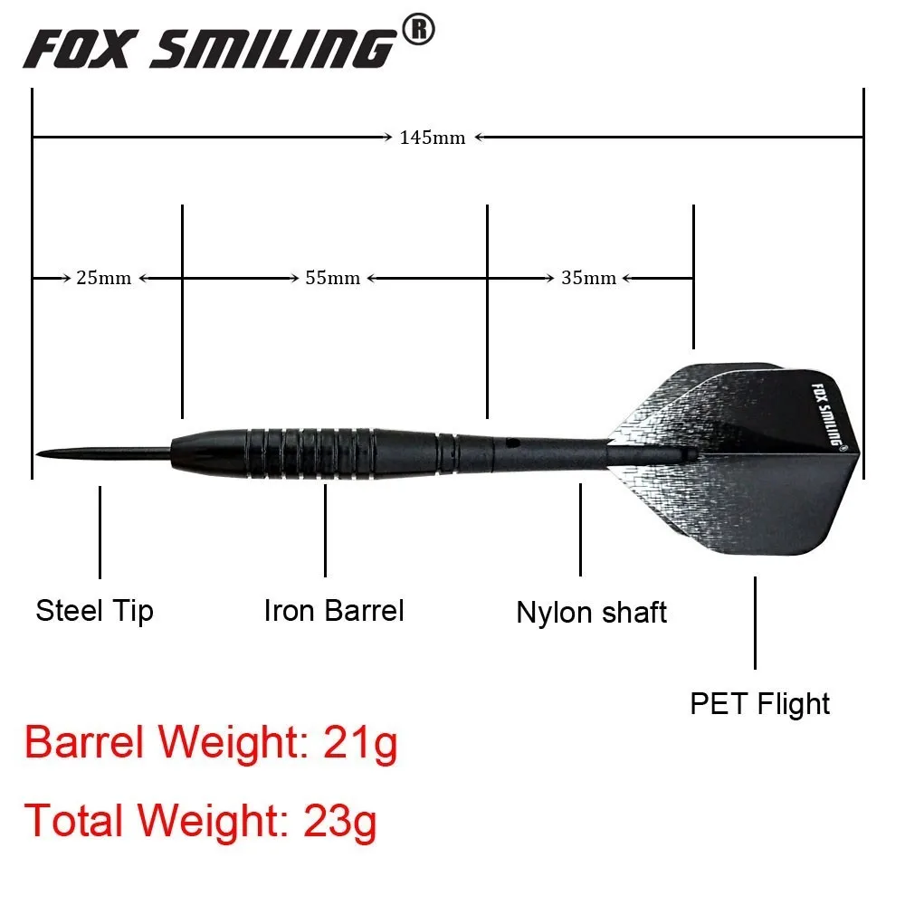 Fox Smiling 3 шт. 17 г профессиональные стальные наконечники Дартс с алюминиевые