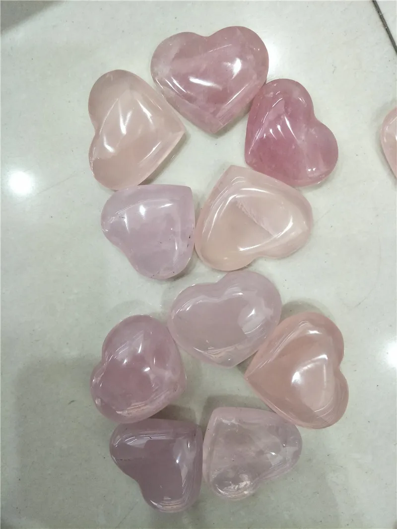 

5 piece pink rose quartz crystal heart wire and wrapping jewelry DIY Love Heart Wedding return gift