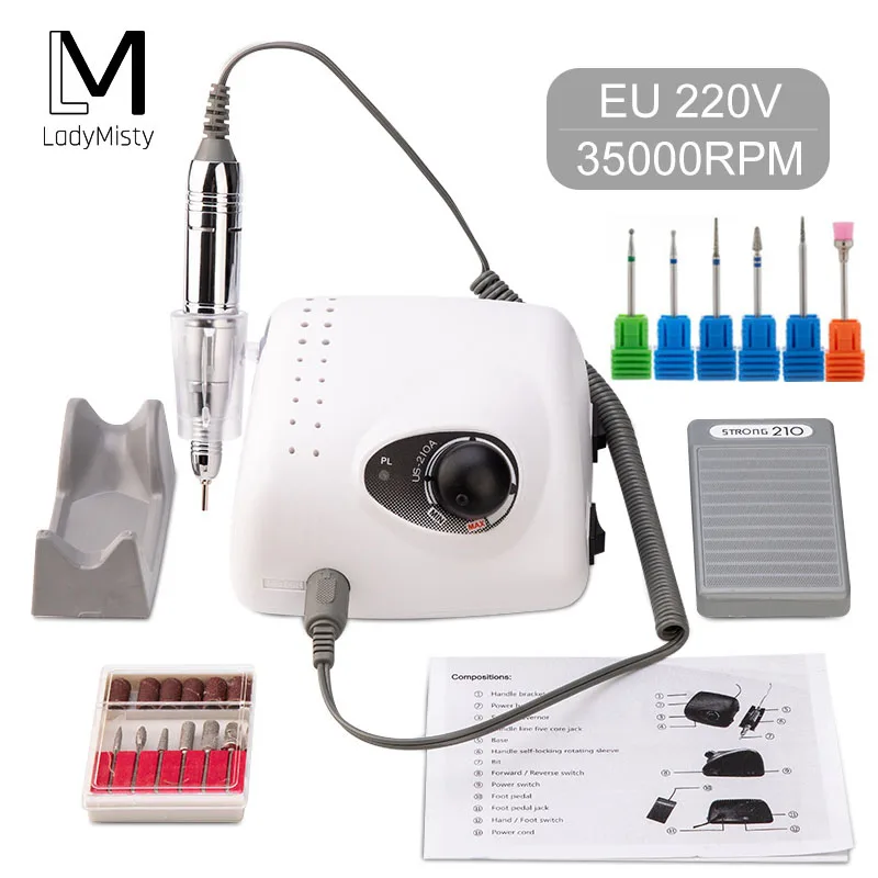 35000 RPM SET 1 Мощный 210 35000 об/мин маникюрный аппарат для маникюра, педикюрный набор, электрический мощный инструмент для росписи ногтей, модель наконечника, пилка для ногтей - Цвет: 35000 RPM SET 1