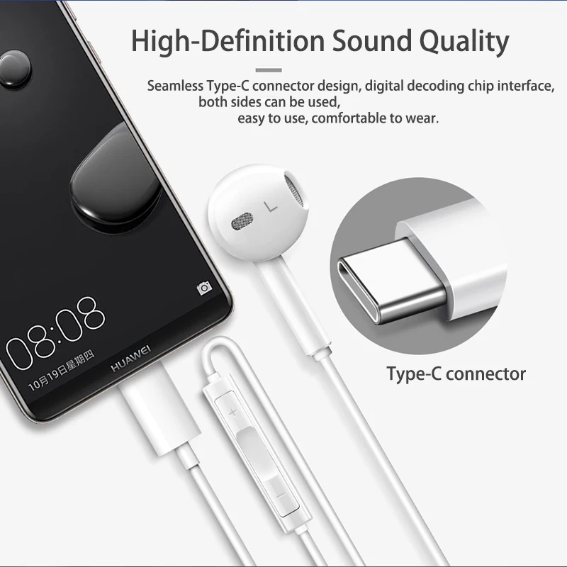 HUAWEI CM33 type C наушники с микрофоном Регулятор громкости для mate 10 Pro P20 Por P30 p30 Xiaomi Mi 9 8 7