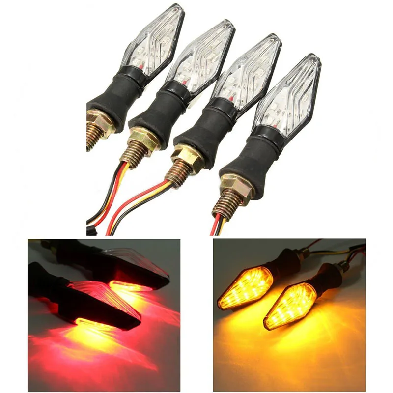 

4pcs/set Universal Motorcycle LED Turn Signal Light Indicator Blinker Amber+Red