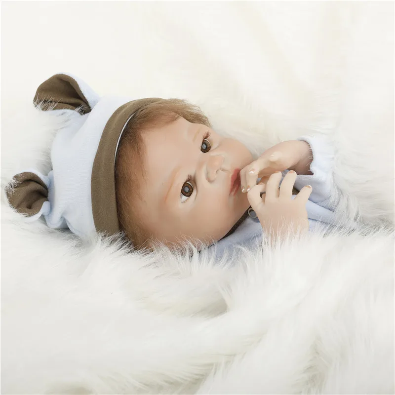 SanyDoll 22 дюйма 55 см силиконовые куклы для новорожденных реалистичные синяя