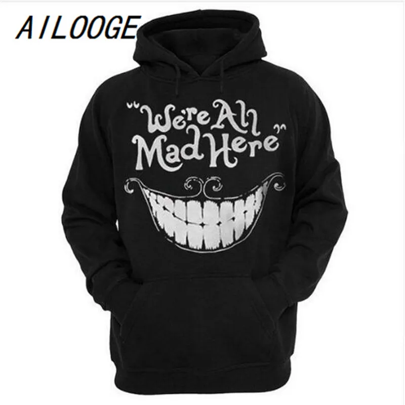 

AILOOGE New Fashion Men/women 3d Sweatshirt Funny Print Cheshire Cat Smile Face Hooded Hoodies Tracksuits Cap Hoody Tops