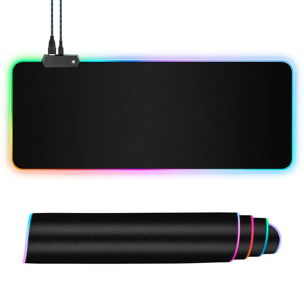 RGB игровой коврик для мыши большого размера, цветной светящийся коврик для ПК, компьютера, настольного компьютера, 7 цветов, светодиодный светильник, Настольный коврик, игровой коврик для клавиатуры