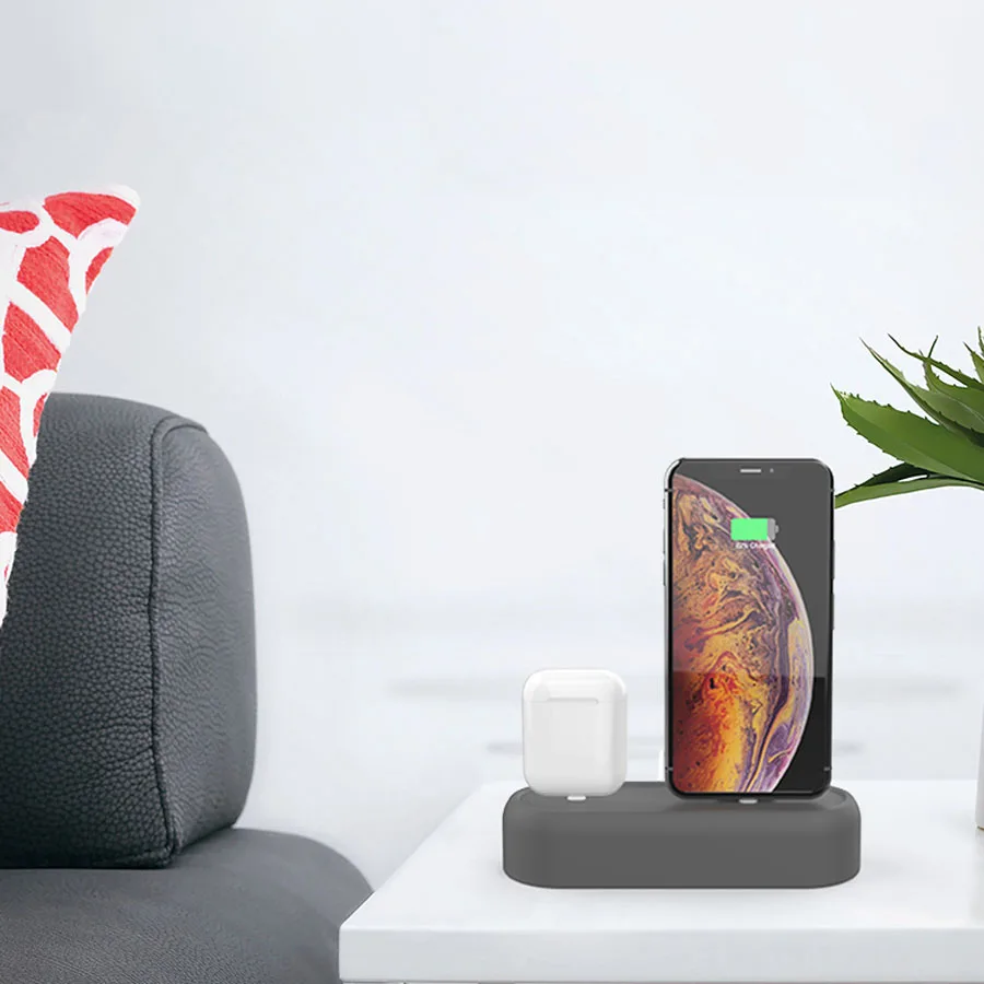 Силиконовый держатель 2 в 1 для Airpods чехол зарядное устройство Apple аксессуары