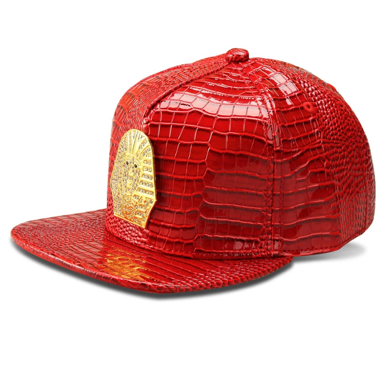 Панк стиль Золотой из искусственной кожи Фараона Аватар Логотип Бейсбол Шапки