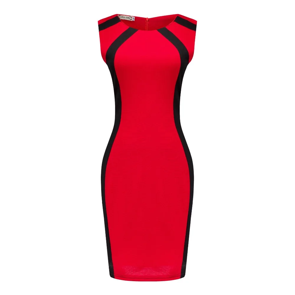 MHBCD Рукавов Подряд Сексуальные Женщины Платья Плюс Размер Молнии Шеи Женщина Office