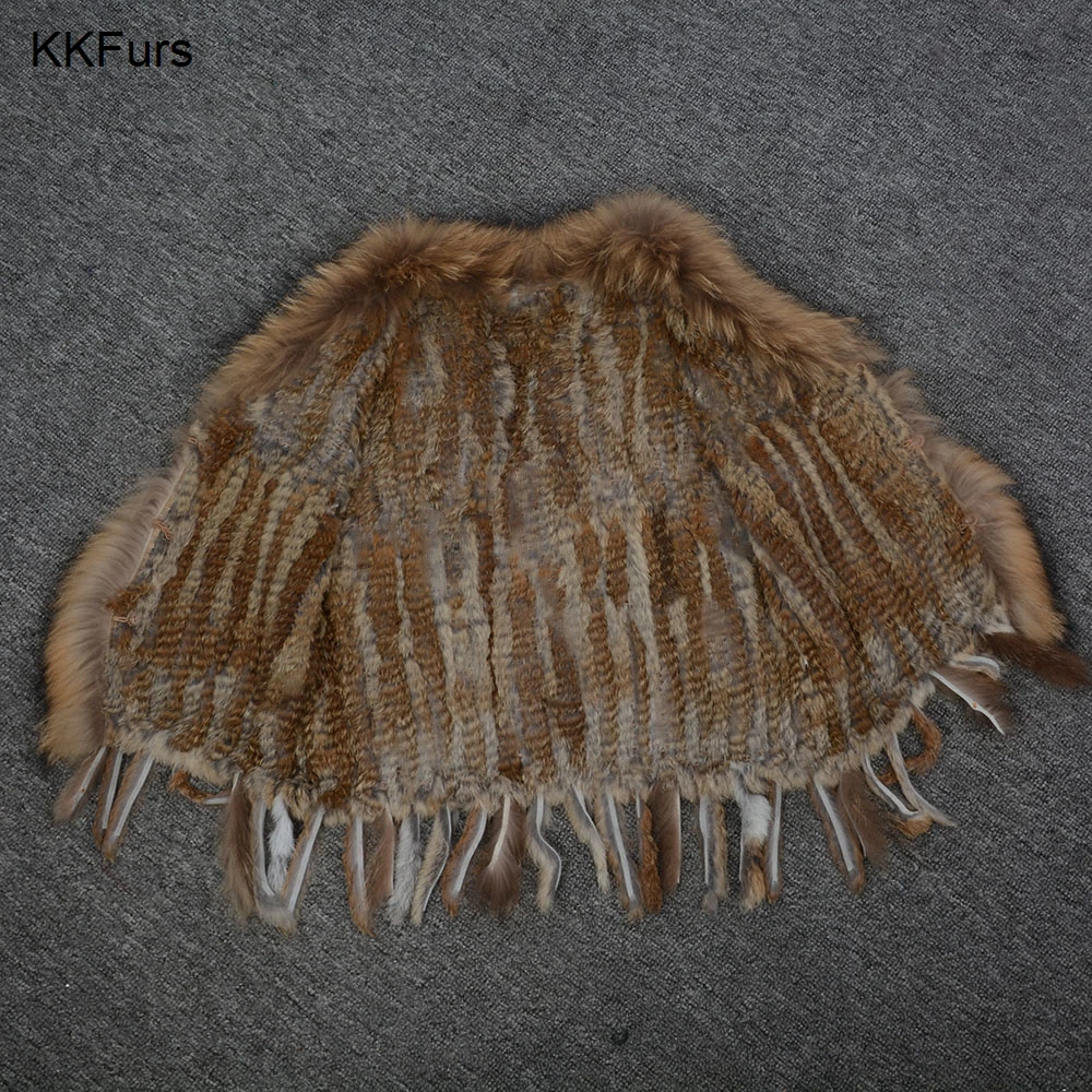 JKKFURS 2021 женский жилет из натурального кроличьего меха Воротник енота зимний