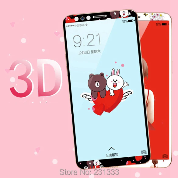 3D закаленное Стекло Экран протектор Плёнки для Huawei наслаждаться 6 S Honor 7x Xiaomi 6 OPPO R11S плюс A77 мультфильм рисунок «Hello Kitty» девушка 100 шт