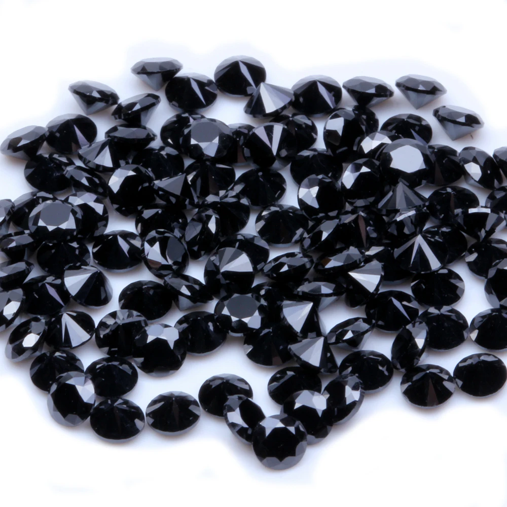 

1000pcs AAAAA+ 0.8-4mm CZ Stone Round Cut Beads Black Color Cubic Zirconia Synthetic Gems For Jewelry