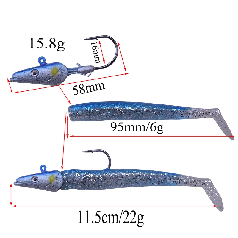 Proleurre 1 шт. 11 5 см 22 г jig Head одинарный крючок Мягкие Рыбная приманка вобблер приманки