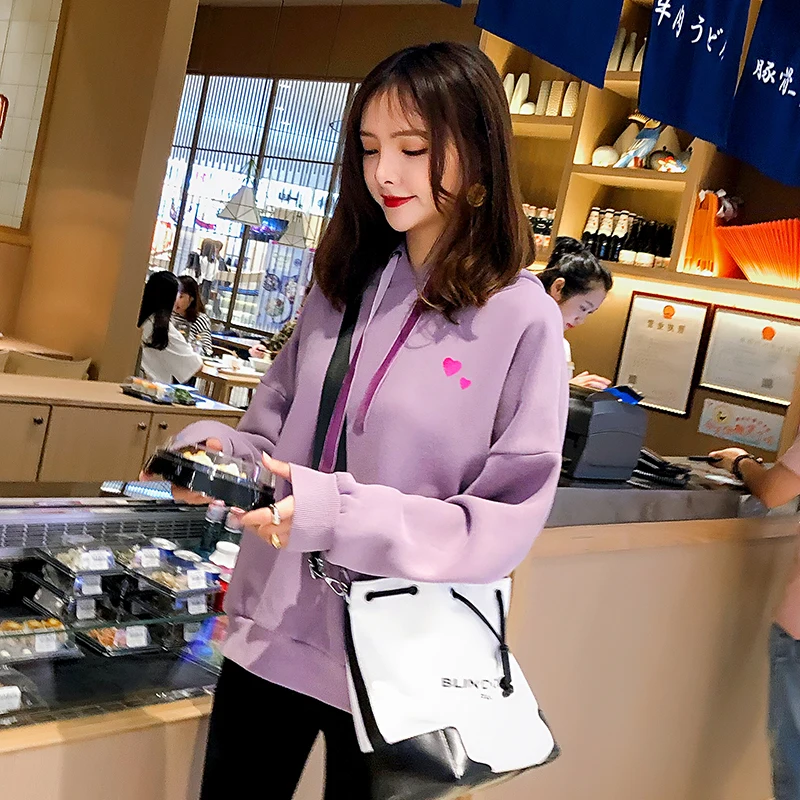 Толстовка с круглым вырезом и принтом в виде сердца|Женские толстовки свитшоты| |