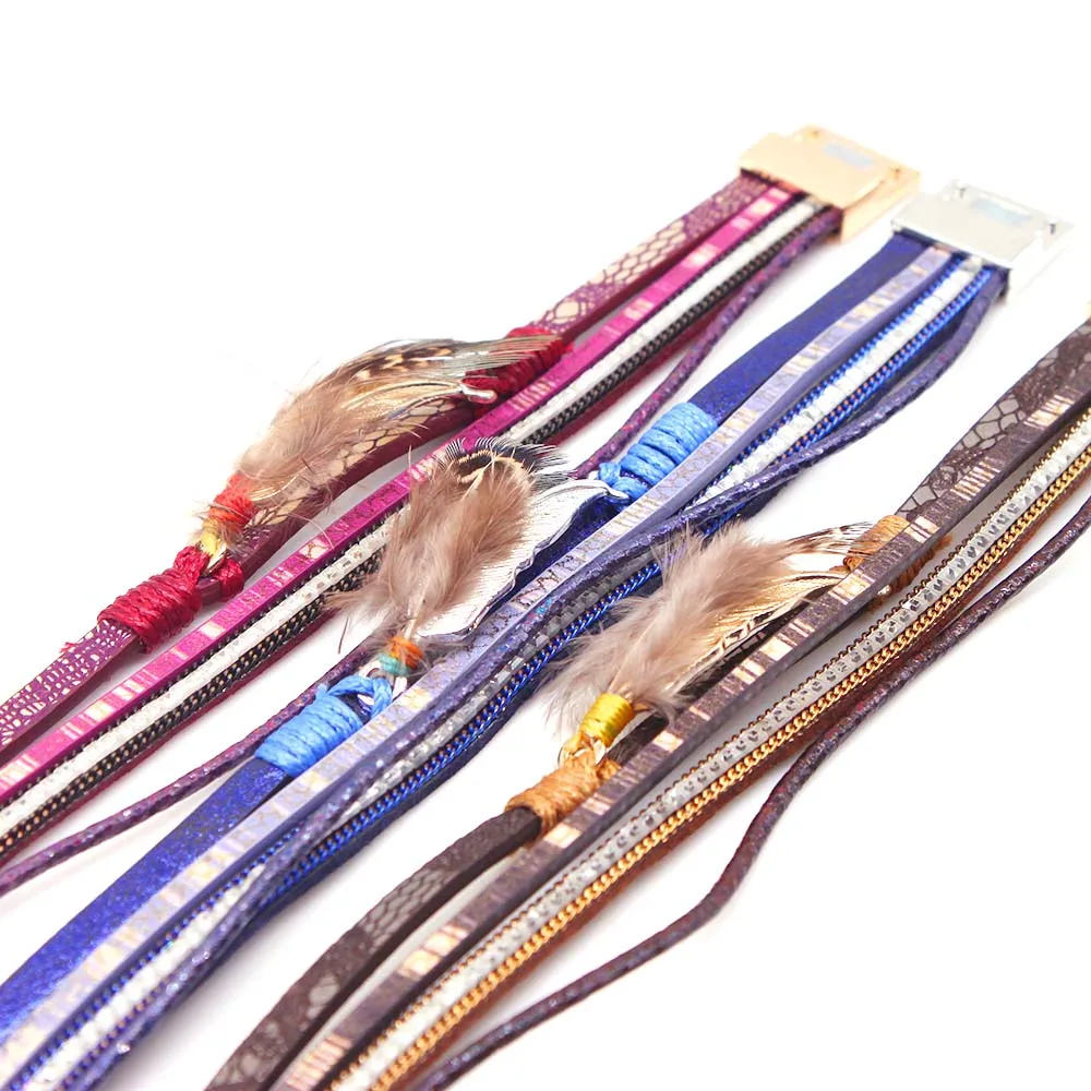 2018 ювелирные изделия браслеты в стиле бохо для женщин кожаные с подвесками