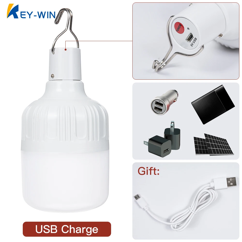 KEY-WIN беспроводной 50 Вт 40 Вт 30 Вт 20 Вт USB аварийные огни Светодиодный светильник с регулируемой яркостью перезаряжаемый светильник для кемпинга