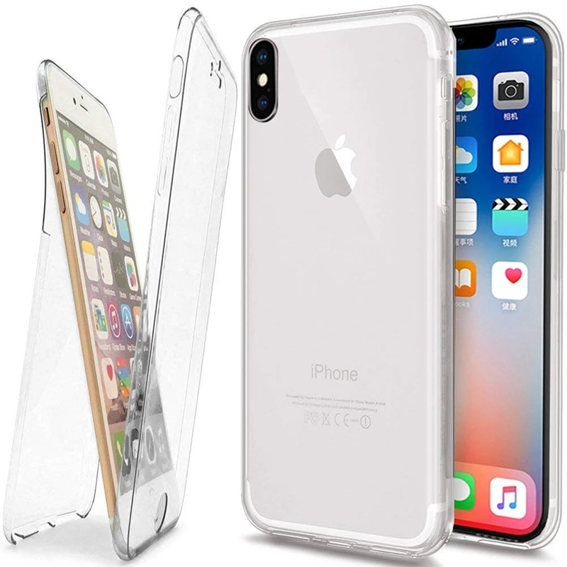 2 in 1 360 Full-Body Protection Glitter Slim TPU Case for Coque iPhone 7 8 Plus 6 6S X 10 Funda Double Face Protector Cover |