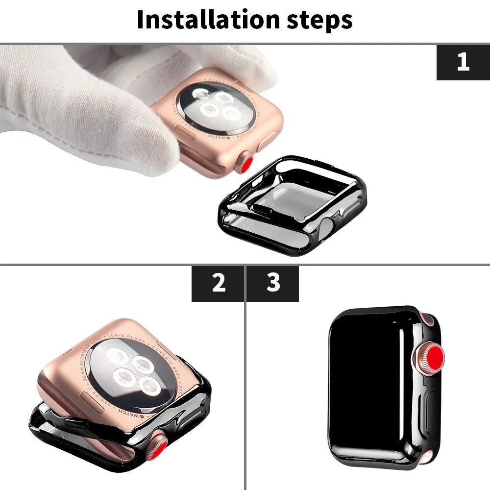 Для Apple Watch 4 3 2 1 38 мм 42 40 44 360 встроенный Прозрачный чехол для защитная пленка из
