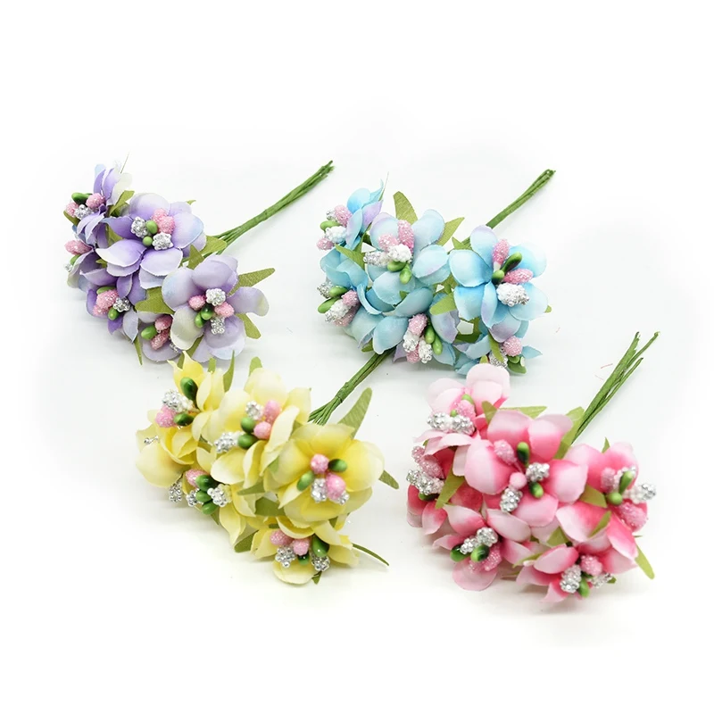 Artificial flowers fake Cherry blossoms for home wedding decoration accessories stamen diy gifts christmas garland silk flower | Дом и сад