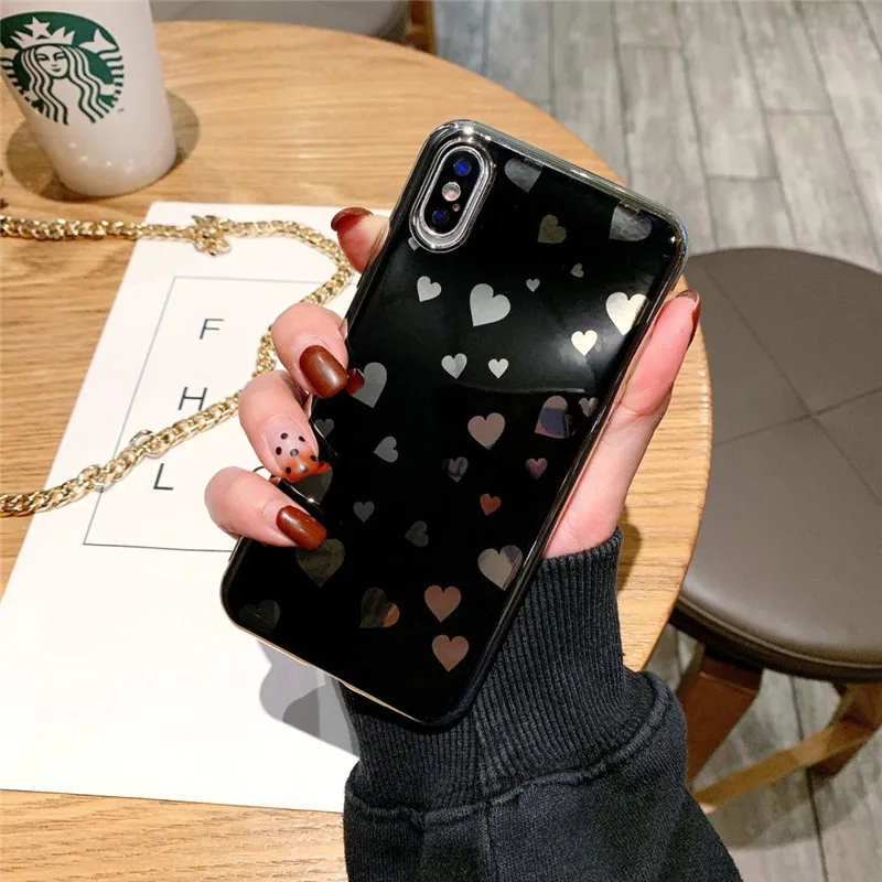 Glitter Love Heart Case For iPhone 7 8 6 6s Plus Bling Powder Phone Cases X XR Xsmax Hard PC Back Cover Coque |