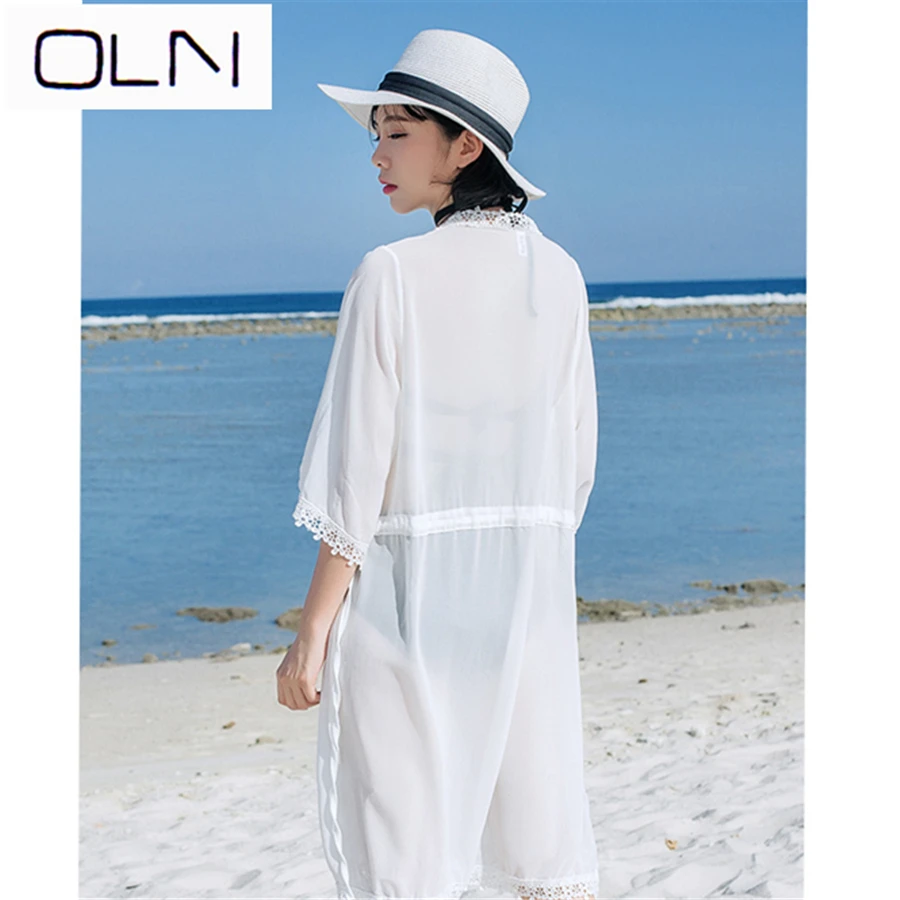 Vestidos корейское платье OLN новая пляжная туника больших размеров в богемном стиле