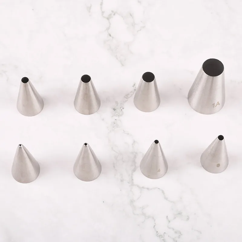 8pcs Round cake cream nozzles icing piping DIY Cake Decorating Tools Stainless Steel Tubes Cookie Pastry Cupcake Tips | Дом и сад