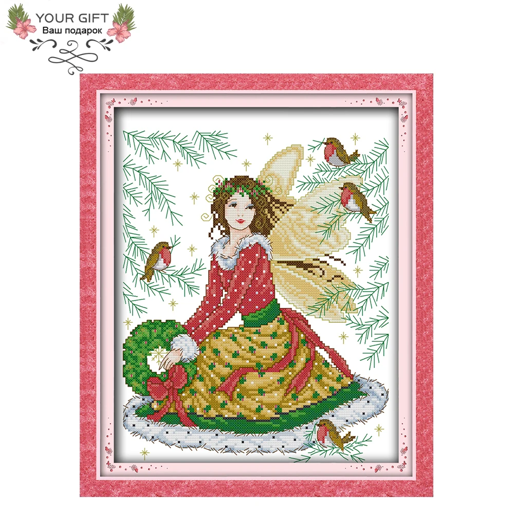 

Joy Sunday The Fairy Tale Fairy Home Decor RA192 14CT 11CT Counted and Stamped Girl Needlework Needlepoint Cross Stitch kit