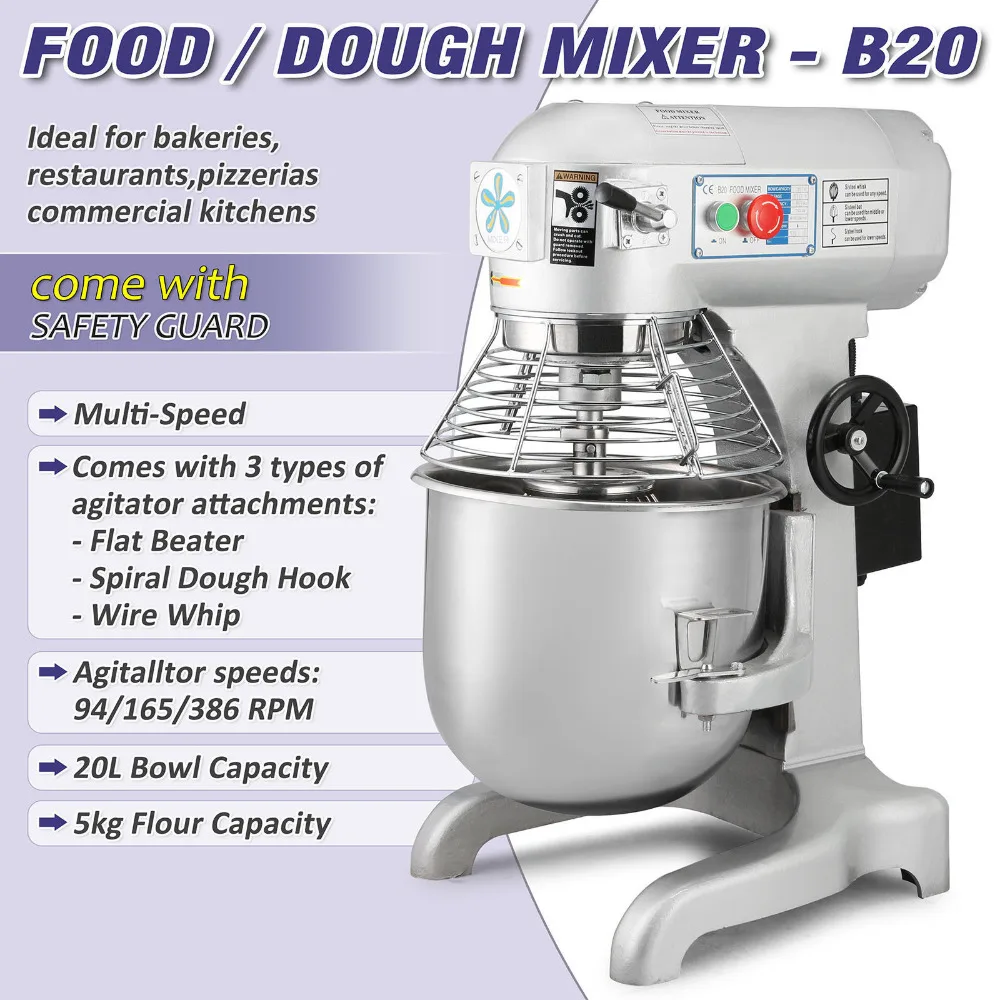 

20 Quarts Commercial Heavy Duty Steel 3-Speed Stand Food/Dough Mixer