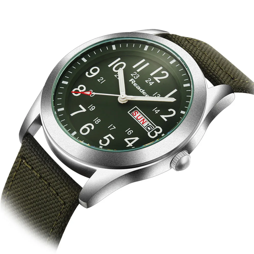 Мужские кварцевые часы Readeel спортивные брендовые военные с кожаным холщовым