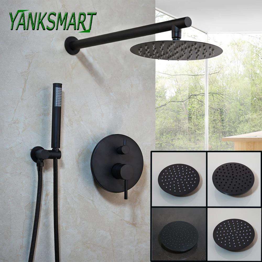 yanksmart wall mounted bathroom shower faucet set concealed rainfall shower system bathtub shower mixer tap combo kit faucet free global shipping