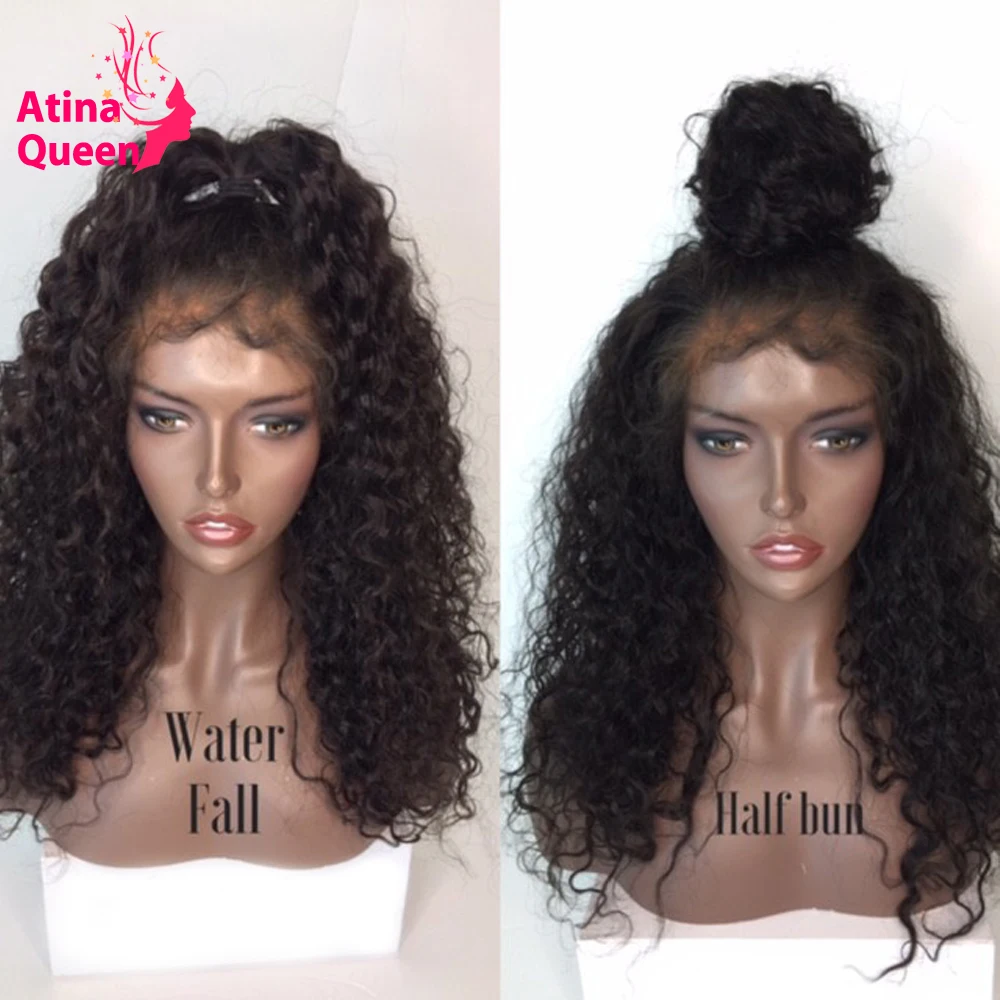 Atina Queen Hair Products Glueless полные парики шнурка для женщин волна воды Remy человеческих