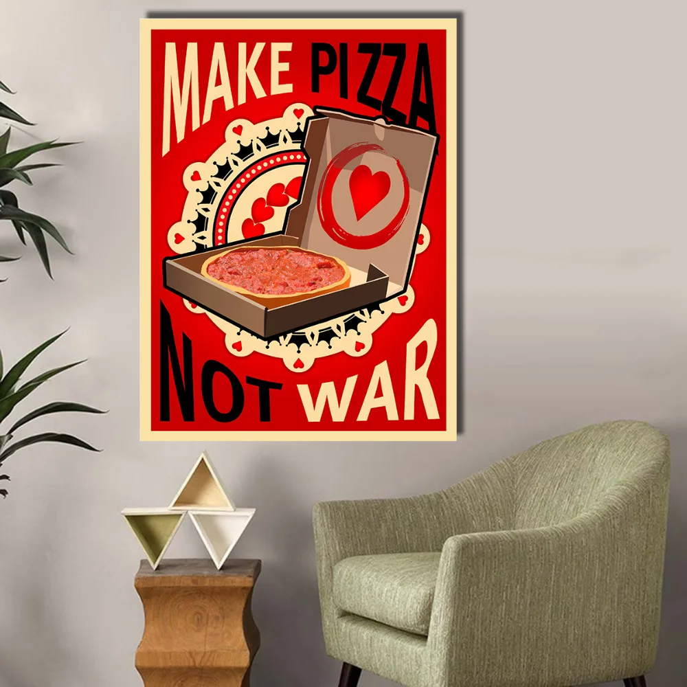 Плакаты и принты CHENFART в винтажном стиле сделай пиццу не война настенная Картина